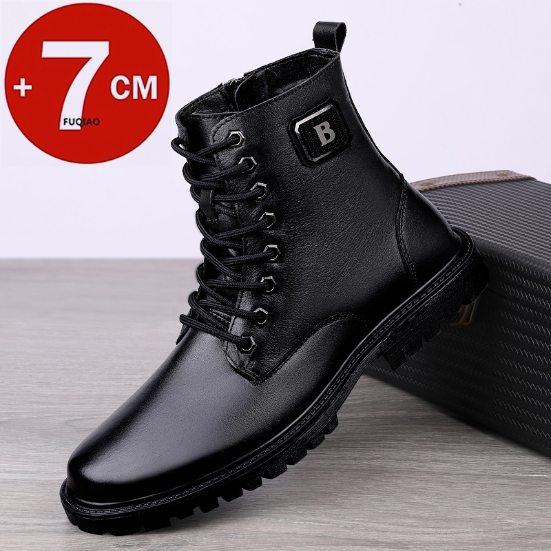 Men'S Shoes With Toes - Erkek Hakiki Deri Yükseklik Artırıcı Botlar