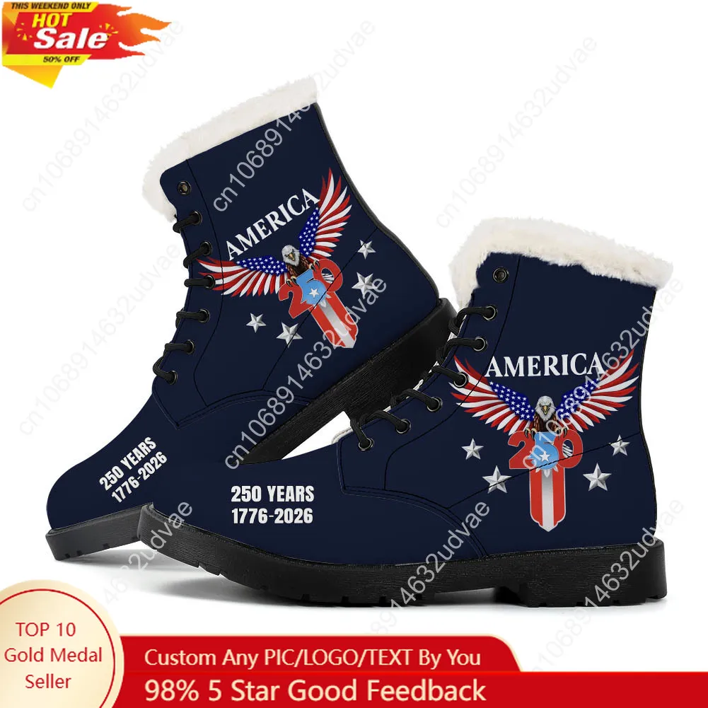 Men Shoes High - Amerika 250. Yıldönümü 1776-2026 Peluş Botlar