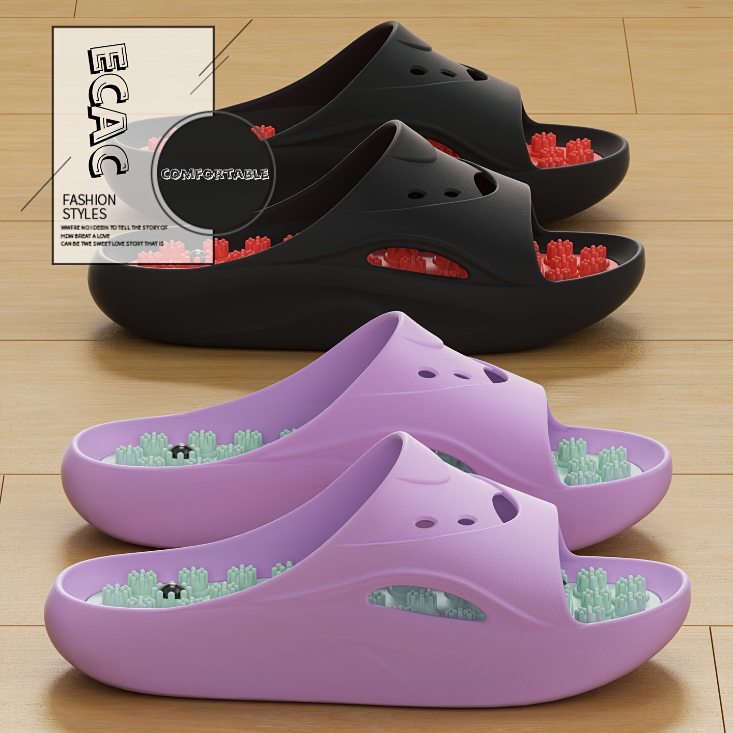 Men'S Shoes Non Slip - Kadın Erkek EVA Masaj Terlikleri Kalın