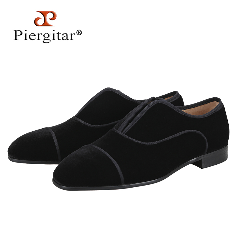 Men Shoes Red Bottom - Piergitar el yapımı siyah renk kadife