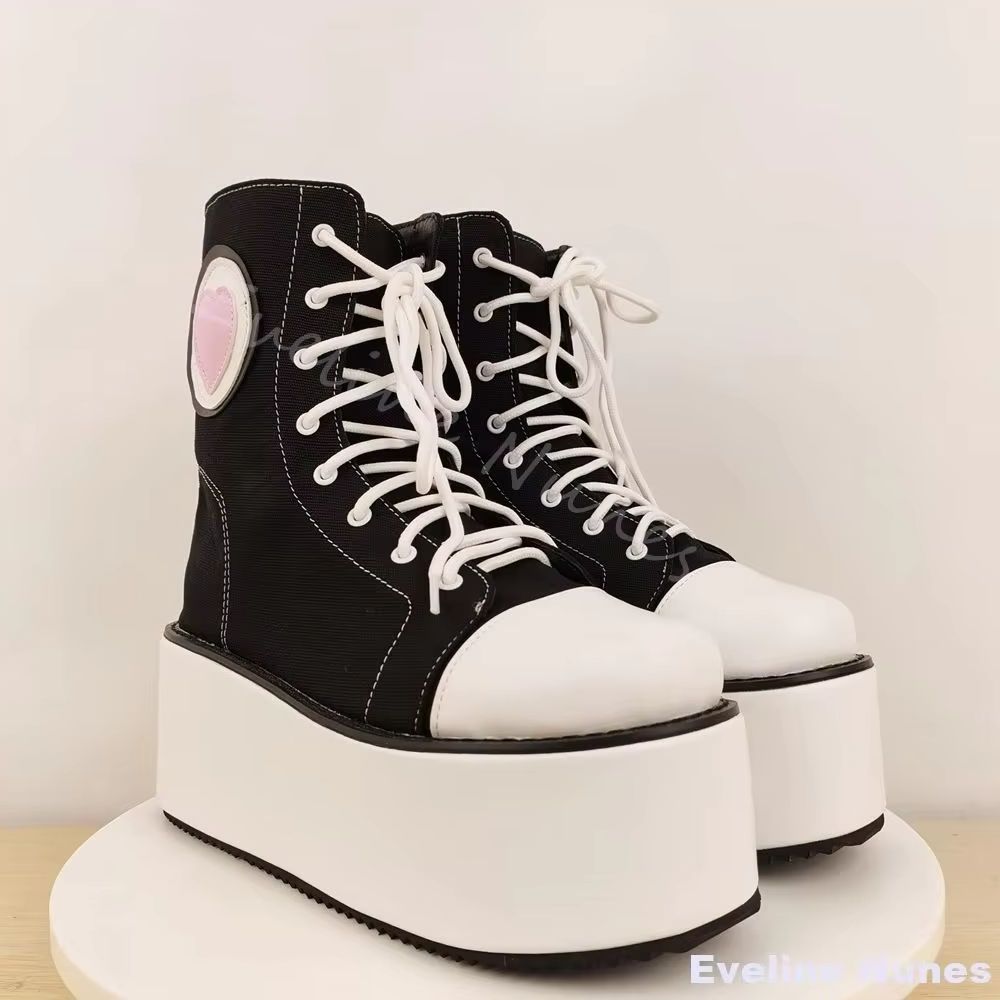 Canvas Sneaker High - Kalın tabanlı yüksek top kanvas ayakkabılar