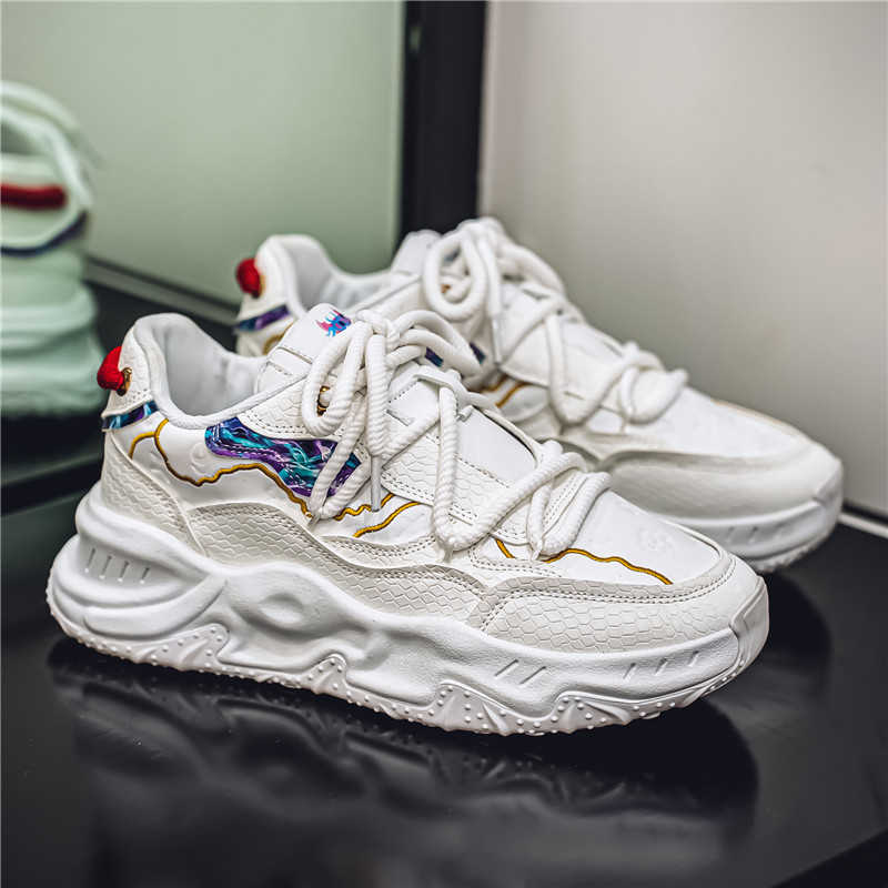 Men'S Shoes Popular - Yuvarlak Ayaklı, Yüksek Tabanlı, Örgülü Koşu