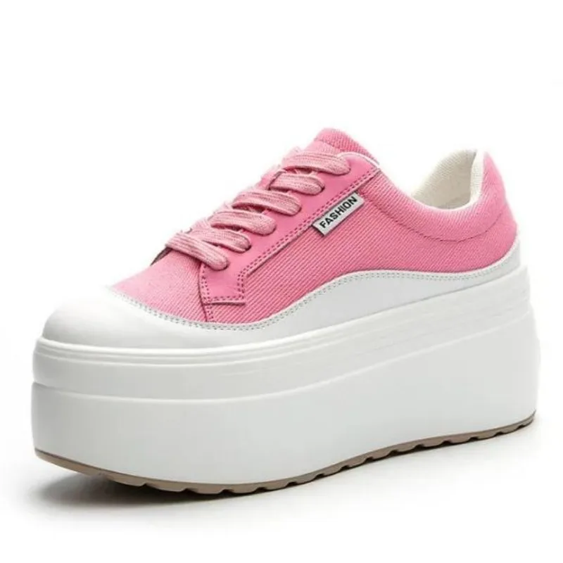 Canvas Sneaker High - 8 cm Yeni Kanvas Hakiki Deri