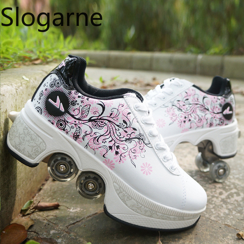 Men Shoes Sneakers - Kadınlar 4 Tekerlekli Deforme Olabilen Paten