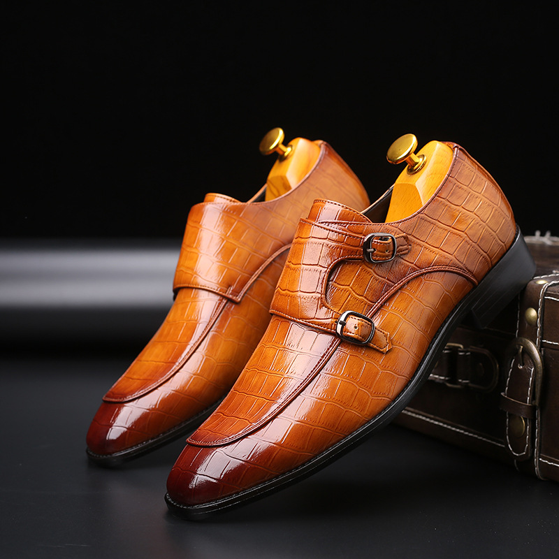 Monk Strap Shoe - Patent deri erkek loafer'lar düğün parti