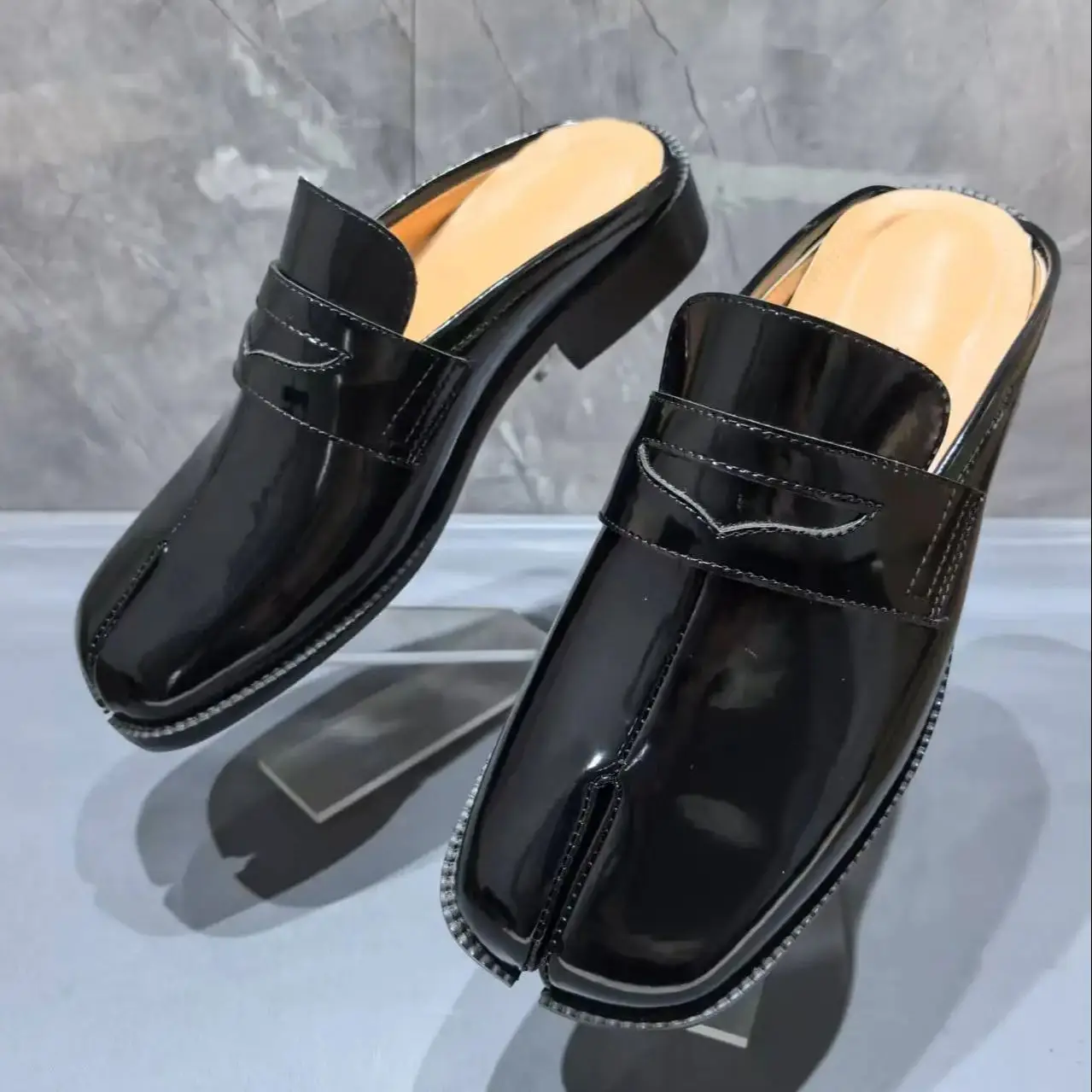 Men'S Shoes With Toes - Bölünmüş Parmaklı Tabi Erkek Terlikleri Dikişli