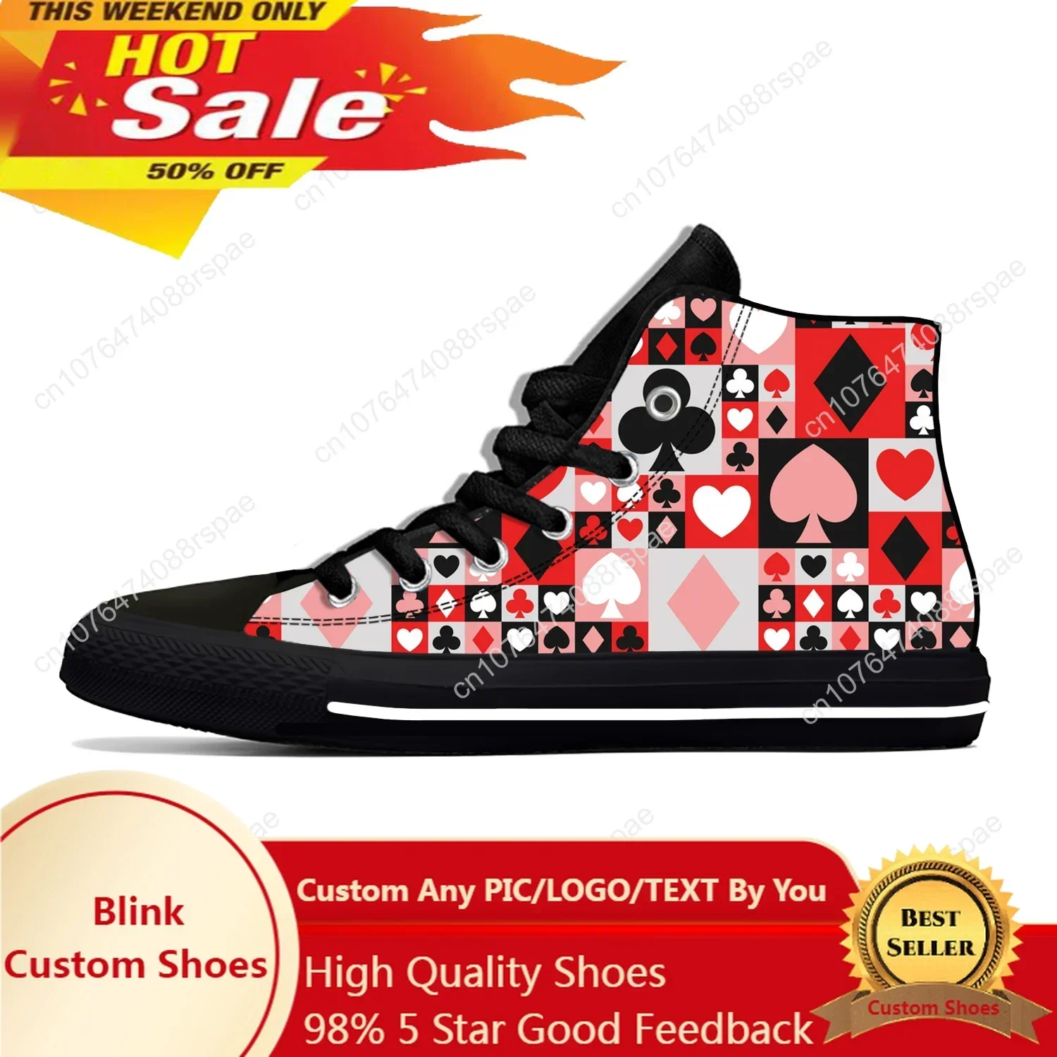 Canvas Sneaker High - Yaz Oyun Kartı Sembolü Poker Casino