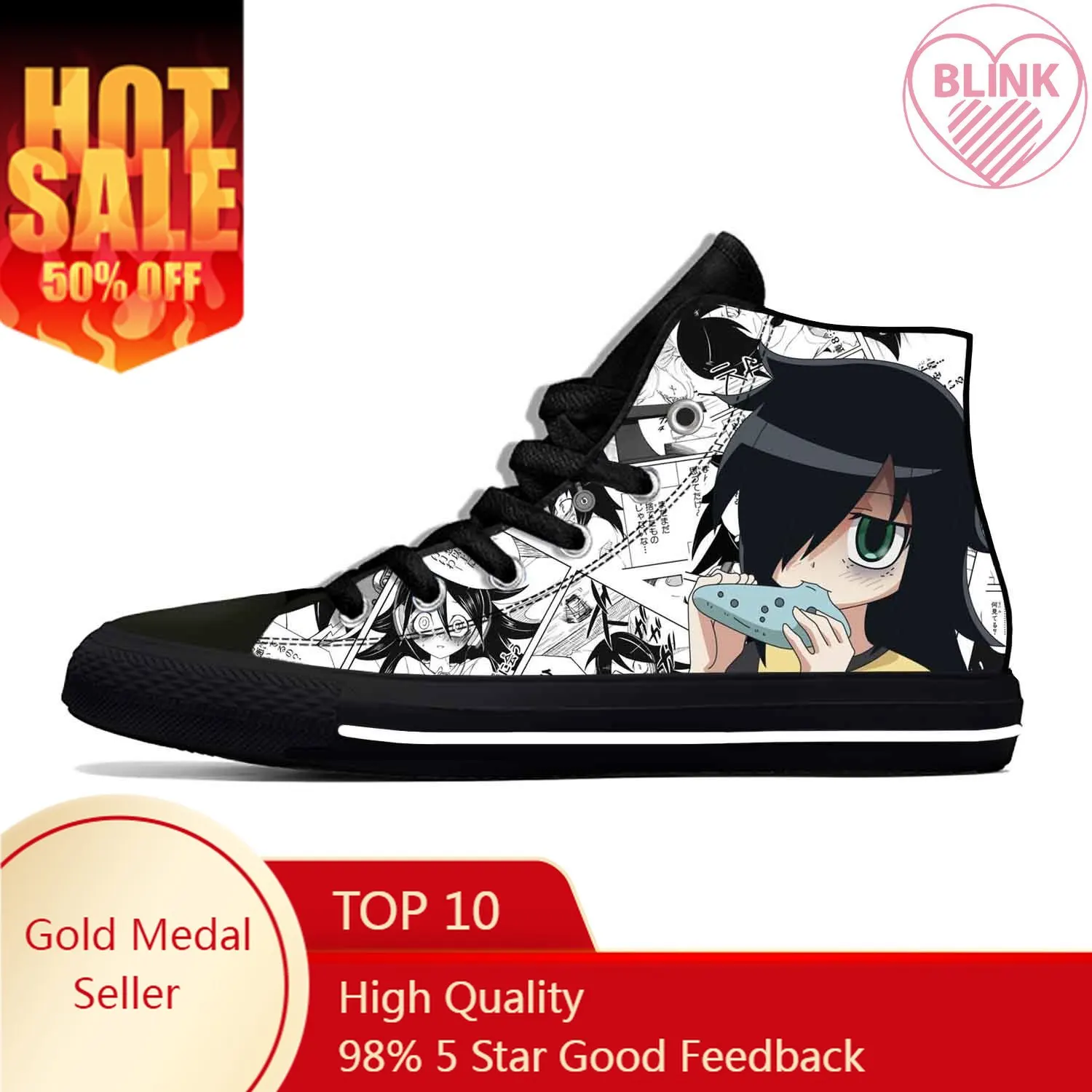 Canvas Sneaker High - Japon animesi Manga Komik Watamote Kuroki