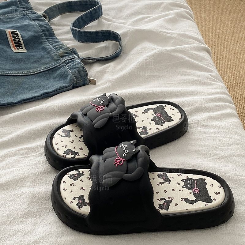 Men'S Shoes Non Slip - Baskı Sevimli Ayı Kadın Terlik Yaz