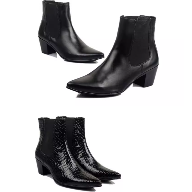 Men Shoes Online - Erkekler İçin Sivri Burunlu Kalın Topuklu