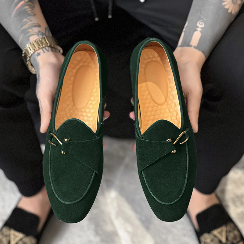 Monk Strap Shoe - Yeni erkek Trendy sivri süet keşiş