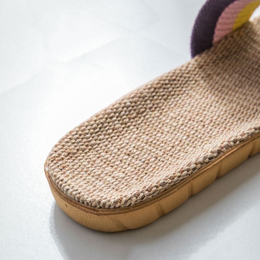 Men'S Shoes Non Slip - Etnik Tarz Keten Çapraz Terlikler Keten