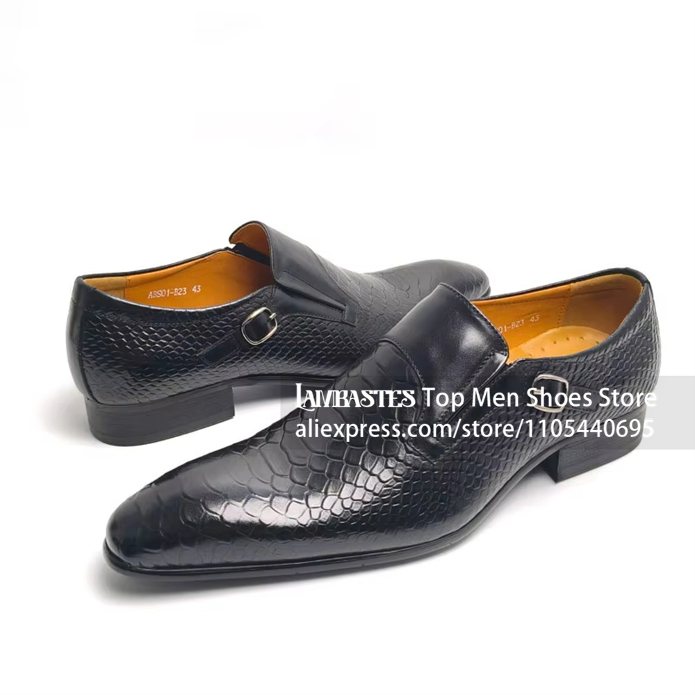 Siyah Yılan Derisi Desenli Yan - Monk Strap Shoe incelemesi ve fiyatı