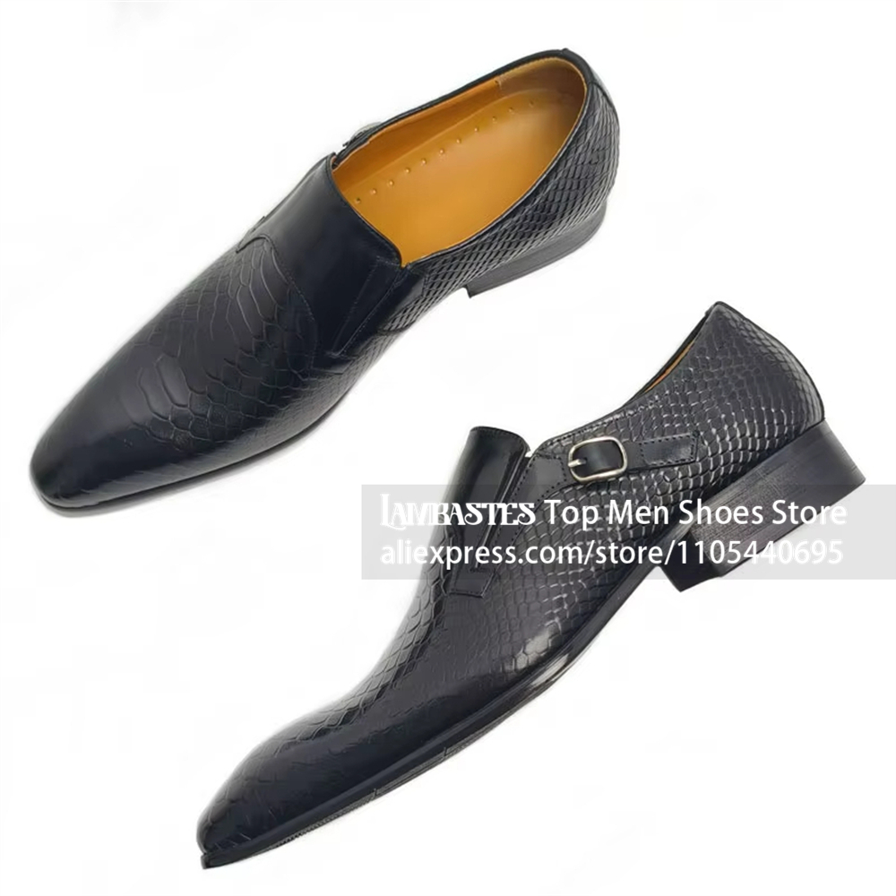 Siyah Yılan Derisi Desenli Yan - Monk Strap Shoe incelemesi ve fiyatı